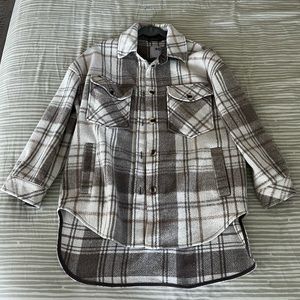 thick neutral plaid shacket